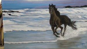 Horse Running on the Beach   